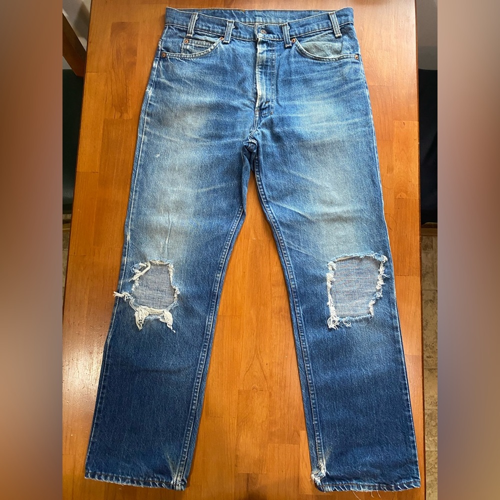 Distressed Levi orange tabs